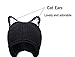 BIKMAN Cute Cat Ears Knit Hat Ear Flap Crochet Beanie Hat Black