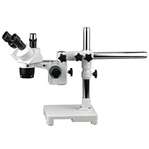 AmScope SW-3T24Z Trinocular Stereo Microscope, WH10x Eyepieces, 20X/40X/80X Magnification, 2X/4X Objective, Single-Arm Boom Stand, Includes 2.0x Barlow Lens