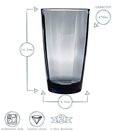 Bormioli Rocco Pulsar Zerfurchter Highball Cocktailgläser Set - 470ml - Blau - Packung mit 24 – Bild 4