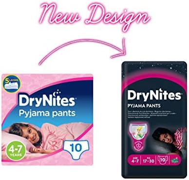 Huggies DryNites Girl's Pyjama Pants, 4-7 Years, 2 Pack of 3 x 10 pieces - 60 Diapers, White Or Light Color, 4-7 Years (Pack of 60) - Image 3