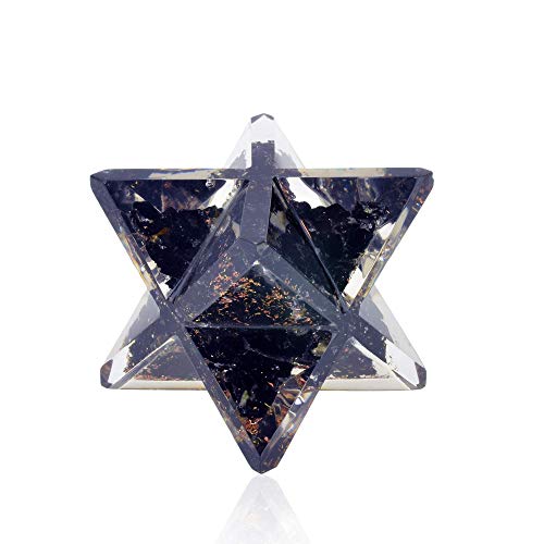 Orgonite Crystal Black Tourmaline Merkaba | EMF Protection Meditation Energy Generator for Balancing Chakras