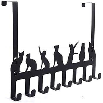 Wintek Over the Door Hook Hanger, Heavy Duty Organizer Rack for Towel, Hat,Hoodies,Coat , Cloth,Bag - 8 Hooks (Black)