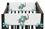 Sweet Jojo Designs 2-Piece Mod Elephant Teething Protector Cover Wrap Baby Crib Side Rail Guards