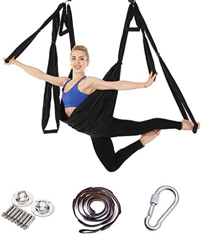 Asports Aerial Yoga Swing, Trapeze Yoga Kit for Anti Gravity Fitness, Yoga Hammock Sling for Inversion Exercises with Extensions Straps Carabiners and Carrying Bag