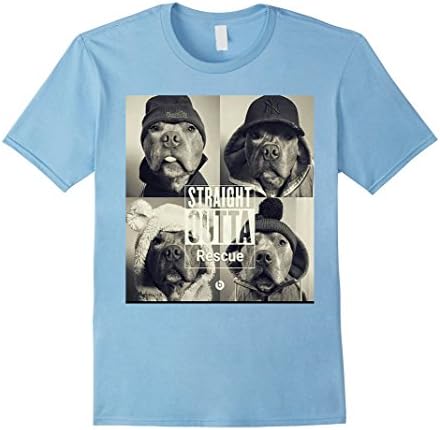 Mens Straight Outta Rescue T-Shirt - Pit Bull Dog Shirt 2XL Baby Blue