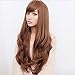 Bob shop Women's Long Hair Wig Long Wavy Cosplay Hair With Oblique Bangs（brown）