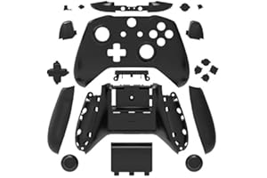 WPS Matte Case Housing Full Shell Set Faceplates + ABXY Buttons + RB LB Bumpers + Right/Left Rails for Xbox One S Slim (3.5 mm Headphone Jack) Controllers (Black)