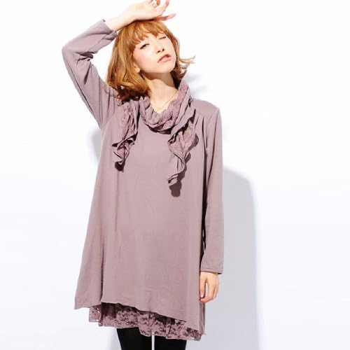 Amazon ストールセットの春ワンピ 裾レース付ふんわりaラインワンピース 大きいサイズ ベージュ Ll ワンピース チュニック 通販