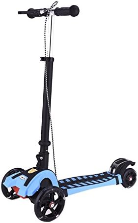 LinRin Hand and Foot Break Extra Thick PU Wheel Aluminum Base Foldable Scooter, Blue