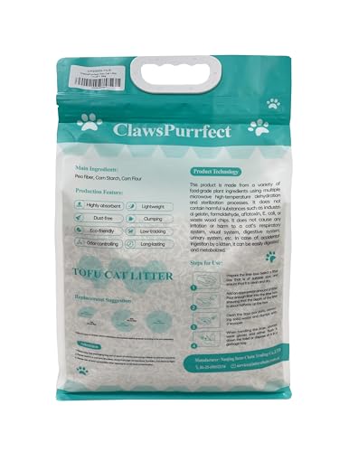 CLAWSPURRFECT CLUMPING TOFU CAT LITTER: TIDY PELLETS NATURAL KITTY FRESH LIGHTWEIGHT 11LB 1 BAG