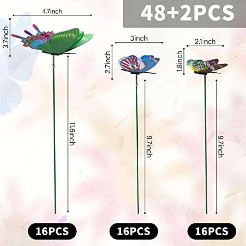 VGOODALL 50Pcs Butterfly Stakes,Garden Butterfly Ornaments Waterproof Butterfly Decor Garden Ornaments Stakes for Outdoor Yard Decor Home Decoration Spring