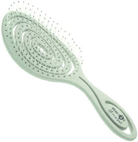 Head Jog 08 Straw Hairbrush, Flexible Soft Pin Bristles, Detangling Wet/Dry Hair, Head Massaging Pro (Mint)