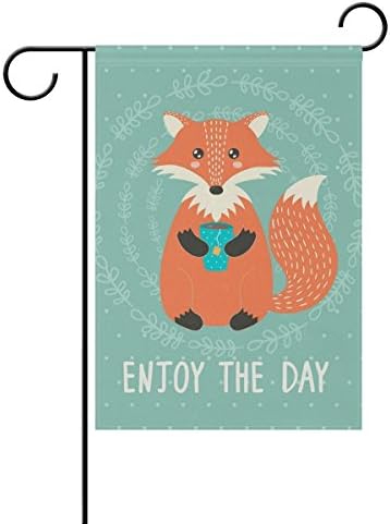 BGOJM Fox Drinks Cofffee Double Sided Family Flag Polyester Outdoor Flag Home Party Decro Garden Flag
