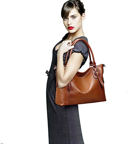 Jack&Chris Ladies Handbags and Purses Tote Bag for Women Leather Shoulder Bag, WBDZ8008DS (Brown-small)