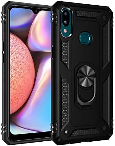 Dedux Case Compatible with Samsung Galaxy A10s, [Tough Armor Series] Rugged Anti-Scratch PC back panel + TPU + Foldable holder. Black