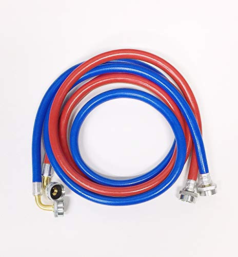2-Pack PVC and Inside Nylon Braided Premium Washing Machine Hoses - 8 FT No-Lead Burst Proof Red_Blue Colored Water Inlet Supply Lines - Universal 90 Degree Elbow Connection - 10 Year Warranty - Thumbnail 4