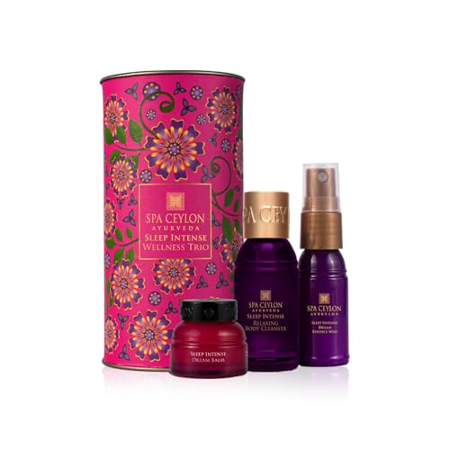 SPA CEYLON Sleep Intense Wellness Trio Set, Ayurvedic Pampering Gift Set with Natural Ingredients, Shower Gel, Body Mist, Balm, gifts