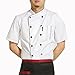 TopTie Short Sleeve Chef Jacket Kitchen Cook Coat Stripe Uniforms-Black-L