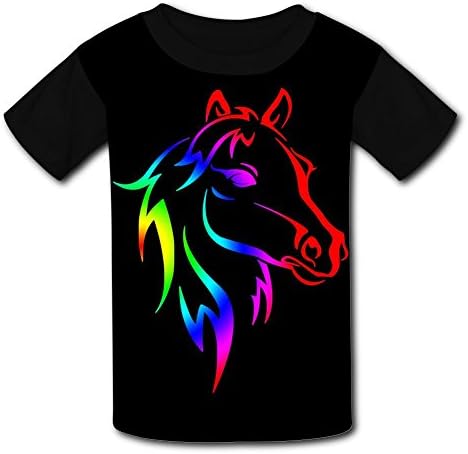 Wcpol Horse Bold Color Children's 3D Print Shirts Top Tees Short Sleeve for Girls XS