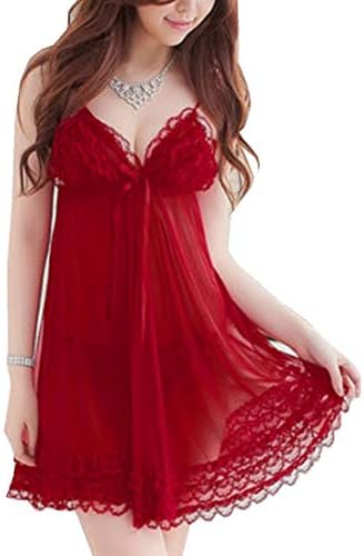 Limeinimukete Women's V-Neck Halter Mesh Sling Nightdress Ladies Large Size Lace Transparent Pajamas Loose Backless Sexy Lingerie