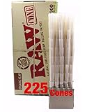 RAW Organic 1 1/4 Size Pure Hemp Pre-Rolled Cones With Filter (225 Pack)