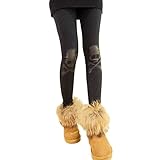 TOOGOO(R) Women Thermal Leggings Long Pants Trousers Warm Skull Punk US M
