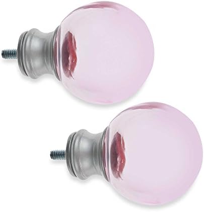 Cambria My Room Ball Glass Finial and Brushed Nickel (Set of 2) (PINK)