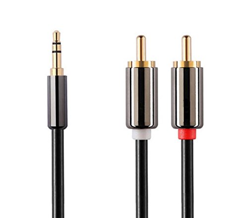 RocketBus RB-C7033 Headphones Jack Plug 3.5mm Aux in to 2 Red White RCA Stereo Audio Y Cord Gold Plated Cable for iPod iPhone 4 5 6 7 8 Plus X to Connect with into TV A/V Receiver Home Theater System