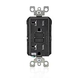 Leviton GFWT2-E Self-Test SmartlockPro Slim GFCI Weather-Resistant and Tamper-Resistant Receptacle with LED Indicator, 20 Amp, Black