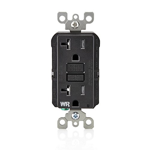 Leviton GFWT2-E Self-Test SmartlockPro Slim GFCI Weather-Resistant and Tamper-Resistant Receptacle with LED Indicator, 20 Amp, Black