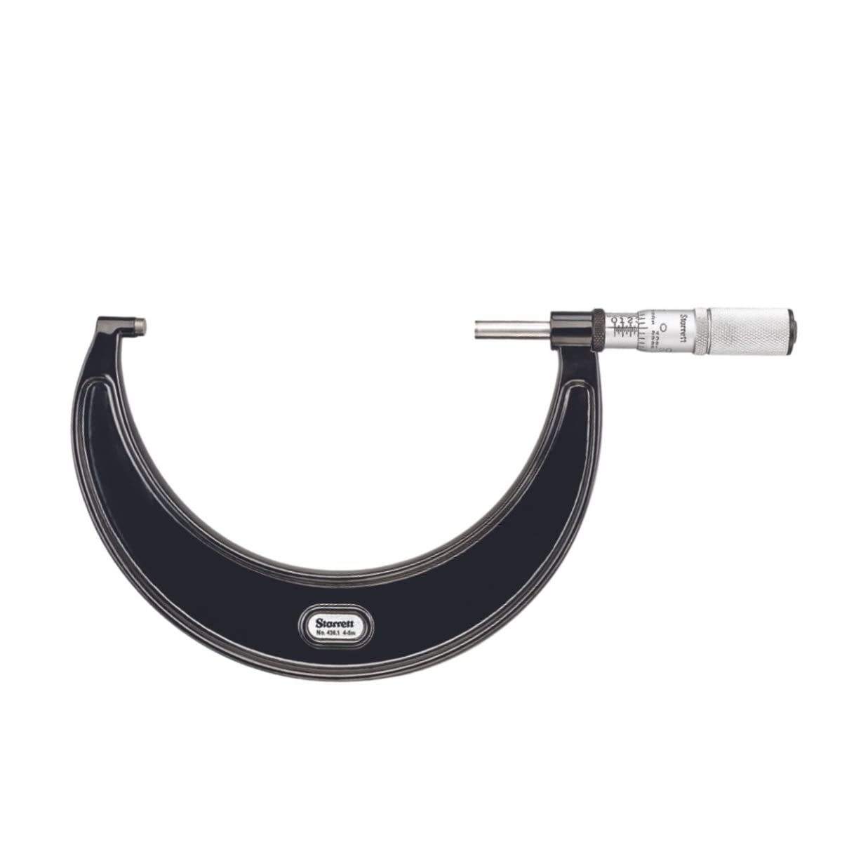 Starrett T436.1XFL-5 Outside Micrometre, Friction Thimble, Lock Nut, Carbide Faces, 4-5" Range, 0.0001" Graduation, +/-0.00005" Accuracy