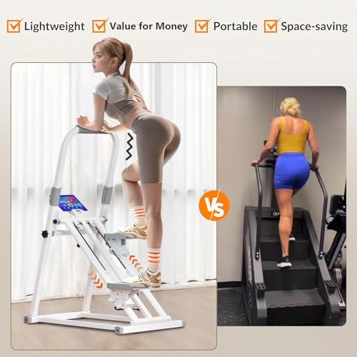 Foldable Stepper for Home Exercise, Vertical Stepper Climber Machine, Adjustable Stair Climber with LCD Monitor & Resistance Bands, Smooth & Quiet Hydraulic System, Full-Body Cardio Workout Equipment