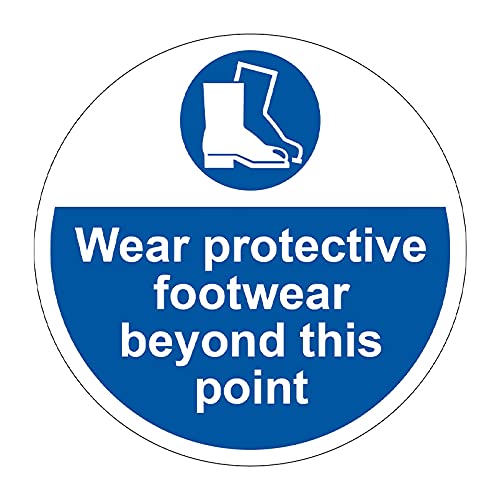 400mm Self-Adhesive Wear Protective Footwear Beyond This Point Floor Sticker - Durable Anti-Slip Vinyl PPE Safety Sign for Industrial & Construction Sites