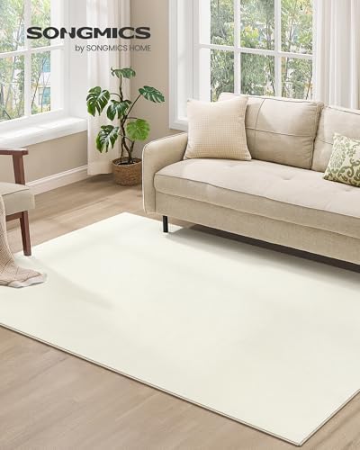Alfombra, 160 x 230 cm, Alfombra Antideslizante, Decoración del Hogar, para Salón, Dormitorio, Lavable a Máquina, Estilo Moderno, Blanco Crema TAR013WZ02