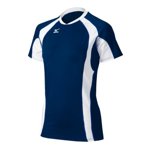 Mizuno women s techno volleyball v shorts sleeve jersey, navy/whi…