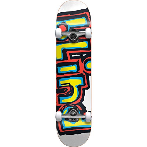 Matte Og White With Yellow/blue/red Complete Skateboard - 7.