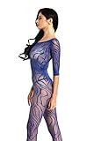 Amoretu Womens Lace Lingerie Mesh Bodysuits Crotchless Bodystocking Royal Blue