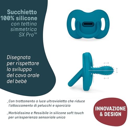 , Chupeta de silicone, bebés 0/6 meses e recém-nascidos, Physiological Teat Sx Pro, macio e flexível, ideal para dormir, respeita o desenvolvimento oral, Colour Essence, Irish Cream