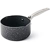 GreenChef-Milk-Pan-with-2-Spouts-Non-Stick-Aluminium-Cookware-Induction-Oven-Safe-Pot-16-cm16-Litre GreenChef Berlin Rocks Non-Stick 16 cm/1.6 Litre Milk Pan, PFAS Free, Black