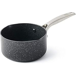 GreenChef Berlin Rocks Non-Stick 16 cm/1.6 Litre Milk Pan, PFAS Free, Black