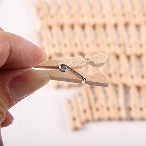 jiumoji Garden 100PC Wood Clothespin 3.5CM 100M Natural Craft Rope Jute Rope