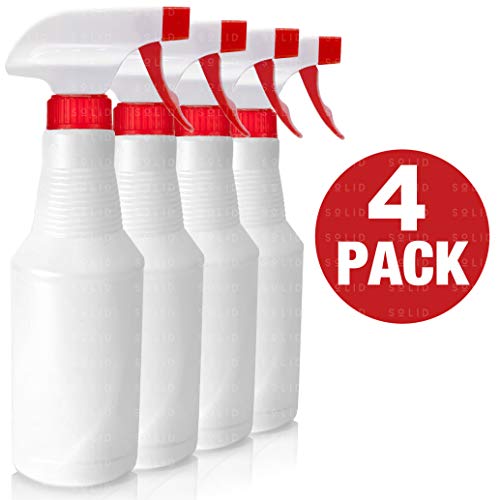 SoLID (TM) Spray Bottle (4 Pack,16 Oz), Commercial Grade/Industrial/Household Use, No Leak and Clog, Adjustable Nozzle, Bleach/Vinegar/BBQ/Rubbing Alcohol Safe, Squirt Spritzer Bottle
