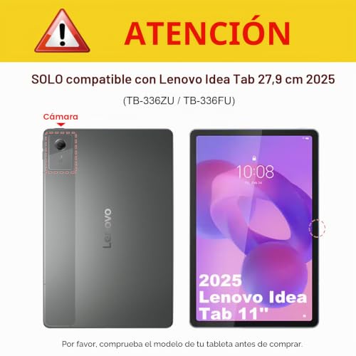 Fintie Funda para Lenovo Idea Tab de 11 pulgadas 2025 (TB-336ZU/TB-336FU) - Funda ultrafina con parte trasera translúcida con función de encendido y apagado automático