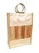 Natural Color Jute Burlap 3 Bottle Wine Carry Bag with front window and with cane handles size 11