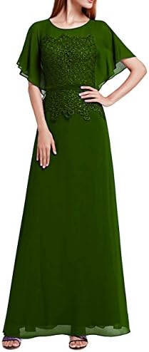 Women's Chiffon and Lace Long Mother of The Bride Dresses Formal Party Gown Olive US18W