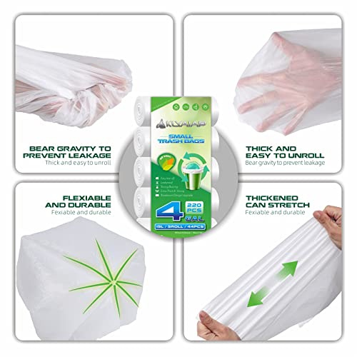 220 Counts Aklyaiap 4 Gallon Trash Bag,Tear & Leak Resistant Bathroom