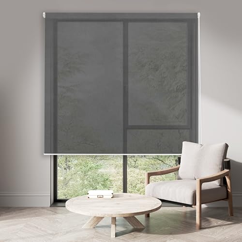 Blindecor | Aegean Model Blind | Roller Blind Screen 5% | 402 Dark Grey - 120 x 180 | Fabric Measures 116 x 175 cm.