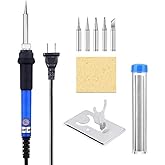 TBBSC 60W 110V Soldering Iron Kit - Adjustable Temperature, 5pcs Different Solder Tips, Soldering Iron Stand and Additional S