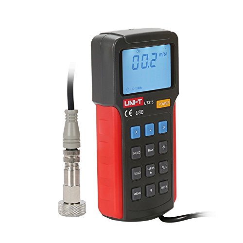 UNI-T UT315 LCD Vibration Tester Meter Acceleration 0.1~199.9m/s2 Velocity 0.01~19.99cm/s Displacement 0.001~1.999mm Long & Short External Probe USB Max Mode PC Software