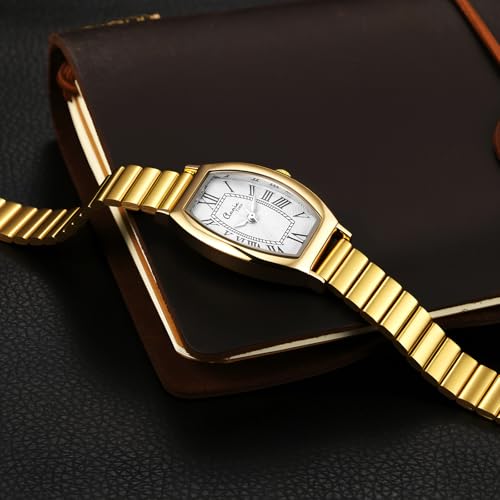 OIDEA Tonneau Vintage Women's Watch: Quartz Analog Watch with Stainless Steel Strap Roman Numerals – Gift